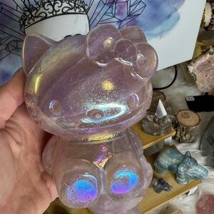 NEW Crystal Sanrio Hello Kitty Huge Carving! Aura Rose Quartz!!